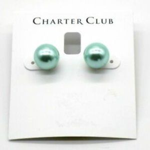 💖🔅Aqua Blue Pearl Stud Earrings 12mm